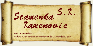 Stamenka Kamenović vizit kartica